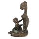 Brass Tribal Woman with Child Figure