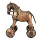 Brass Primitive Horse and Rider on Rolling Wheels