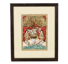 Framed Tree Flute Krishna Tanjore Painting 15