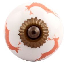 Peach Running Rein Deer Pattern Ceramic Drawer Knob Online 