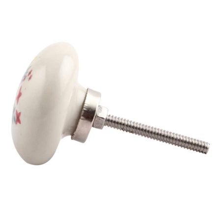 Red Dahlia Flower Ceramic Cabinet Knob