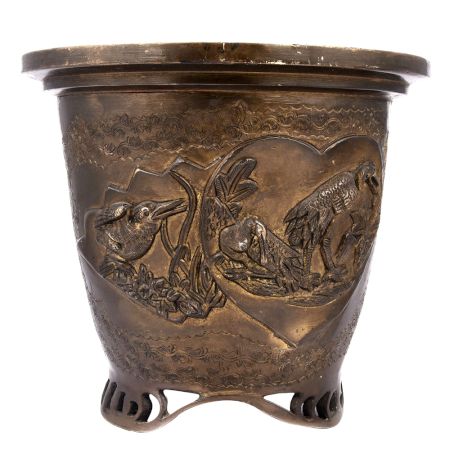 Engraved Bronze Phoenix and Other Birds Vase