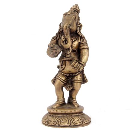 Brass Ganesha Damru Version Statue