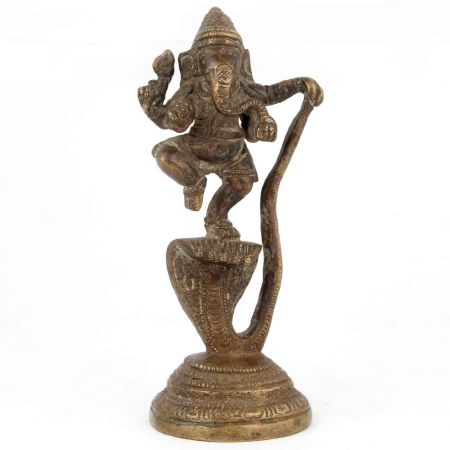 Lord Ganesha Dancing On Sheshnag Brass Statue