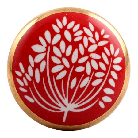 Red Waxflower Flat Ceramic Wine Stopper (Set of one piece)