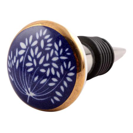 Purple Waxflower Flat Ceramic Wine Stopper (Set of one piece)