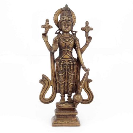 God Vishnu Carved Brass Metal Statue Decor Idol Sculpture