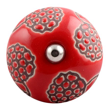 Red Marigold Etched Ceramic Dresser Knob Online