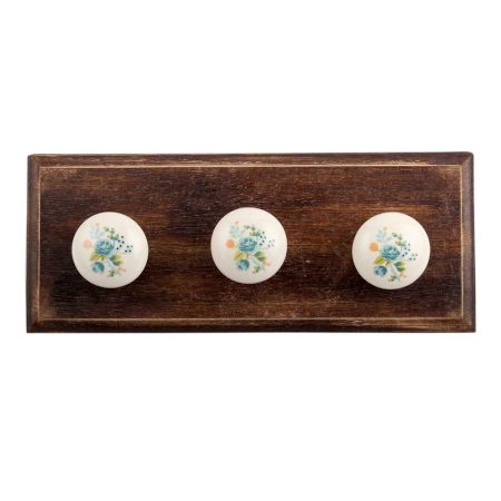 Green Marjoram Flower Ceramic Wooden Hooks