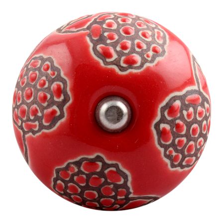 Red Marigold Etched Ceramic Wine Stopper (Set of one piece