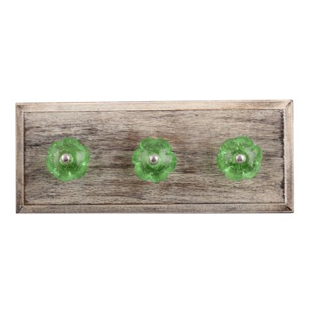 Green Melon Glass Wooden Hooks