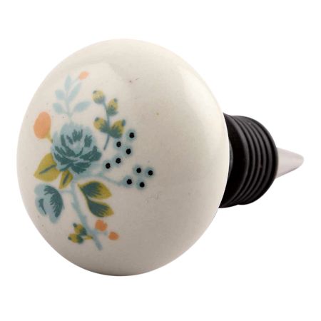 Green Marjoram Flower Ceramic Wine Stopper (Set of one piece)