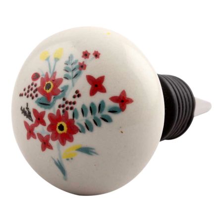 Red Dahlia Flower Ceramic Wine Stopper (Set of one piece)