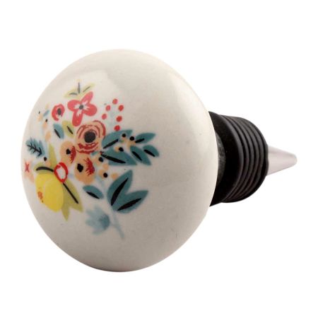 Multicolor Cream Base Ceramic Wine Stopper (Set of one piece)
