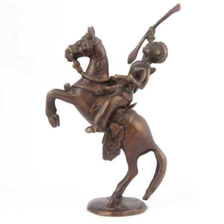 Brass Sculpture Horse Warrior Rider Figurine