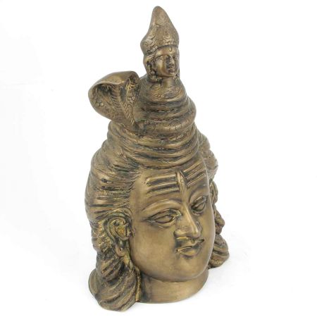 Brass Shiv Head with Ganga Statue