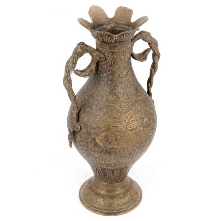Brass Cobra Vases with Snake Handles