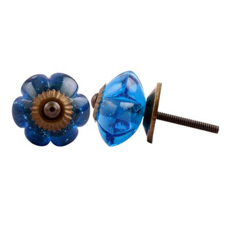 Royal Blue Melon Glass Cabinet Knob