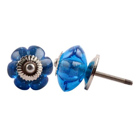Royal Blue Melon Glass Cabinet Knob