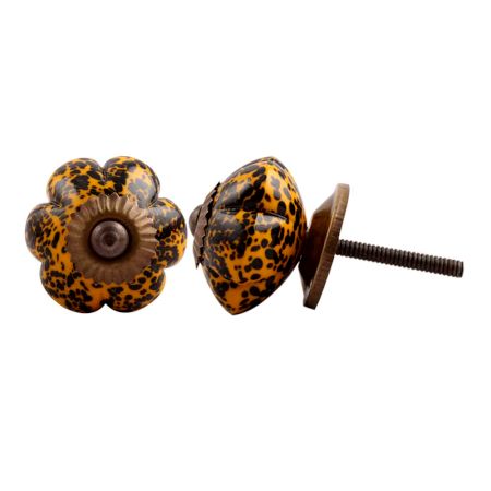 Mustard And Black Melon Glass Dresser Knob Online