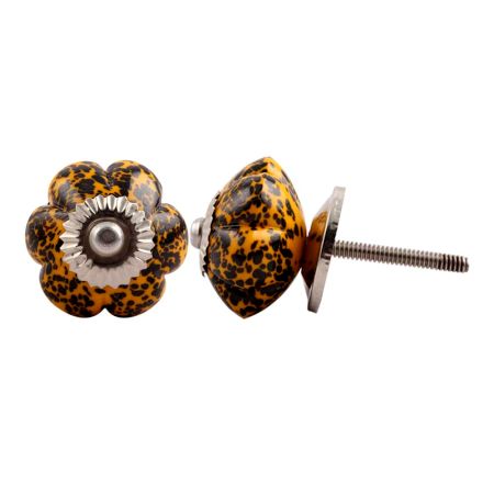 Mustard And Black Melon Glass Dresser Knob Online