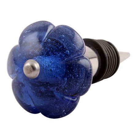 Cobalt Blue Melon Glass Wine Stopper (Set of one piece)