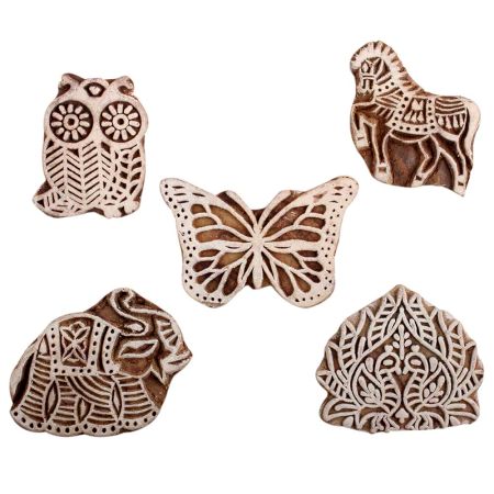Set of 5 Piece New Mix Wooden Printing Block