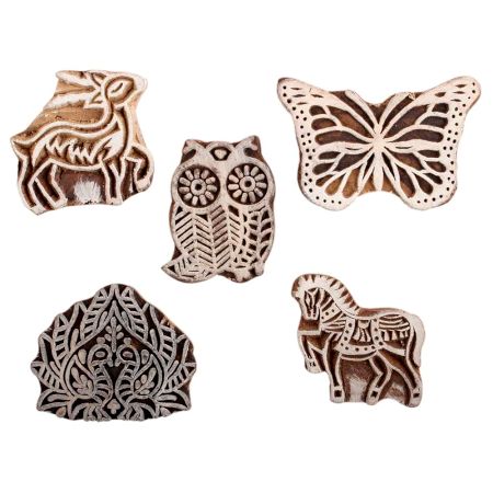 Set of 5 Piece New Mix Wooden Printing Block