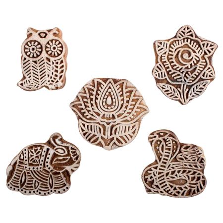 Set of 5 Piece New Mix Wooden Printing Block