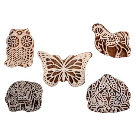 Set of 5 Piece New Mix Wooden Printing Block