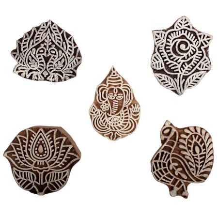 Set of 5 Piece New Mix Wooden Printing Block