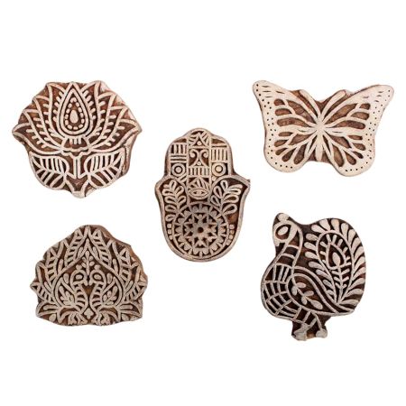 Set of 5 Piece New Mix Wooden Printing Block