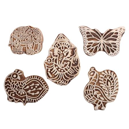 Set of 5 Piece New Mix Wooden Printing Block