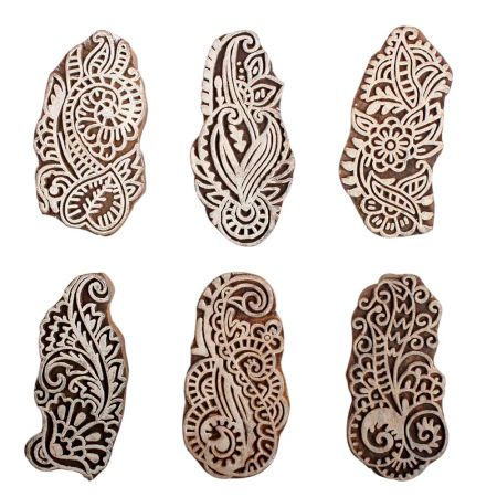 Set of 6 Piece New Mix Wooden Printing Block