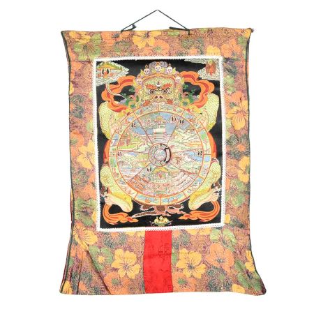 The Wheel Of Life Pink Thangka Painting