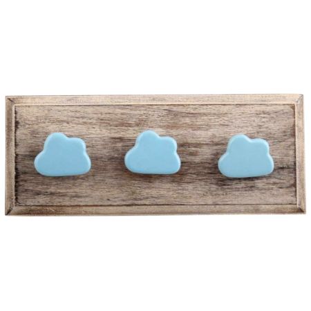 Turquoise Cloud Ceramic Wooden Hooks