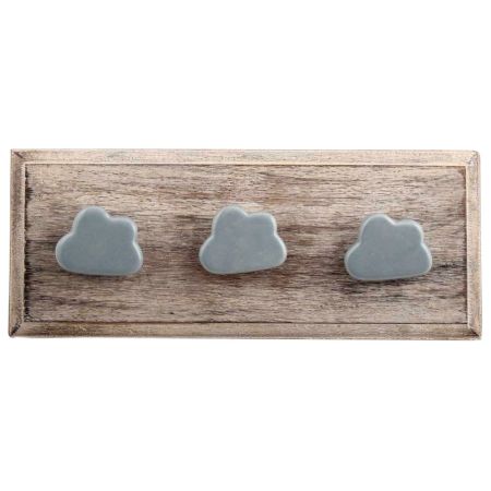 Grey Cloud Ceramic Wooden Hooks