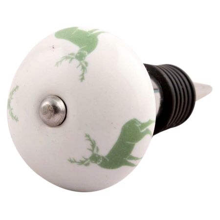 Forest Green Standing Rein Deer Pattern Ceramic Wine Stopper