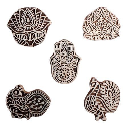 Set of 5 Piece New Mix Wooden Printing Block