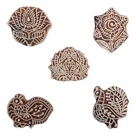 Set of 5 Piece New Mix Wooden Printing Block