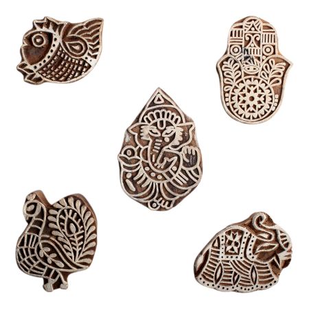 Set of 5 Piece New Mix Wooden Printing Block