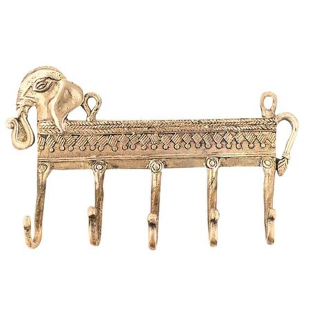 Hand Casted Elephant 5 Brass Hooks