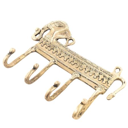 Hand Casted Elephant 4 Brass Hooks
