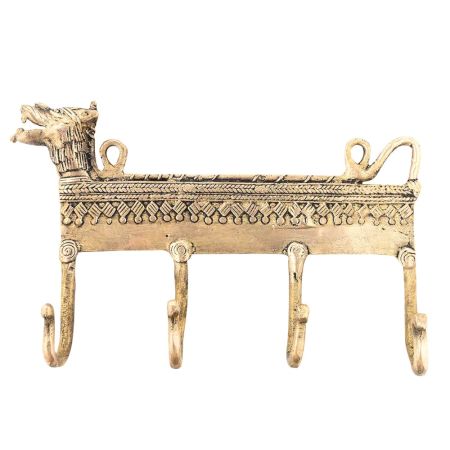 4 Brass Hooks with Lion Motif