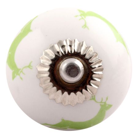 Pea Green Running Rein Deer Pattern Ceramic Cabinet Knob Online 