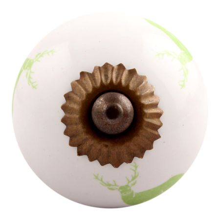 Pea Green Standing Rein Deer Pattern Ceramic Cabinet Knob Online 