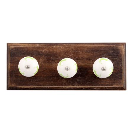 Pea Green Running Rein Deer Pattern Ceramic Wooden Hooks