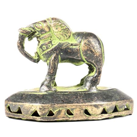 Vintage Indian Single Brass Elephant Scrubber Rattle with Patina