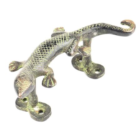 Green Brass Lizard Door Handle