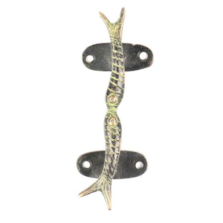 Green Brass Door Handle Twin Fish